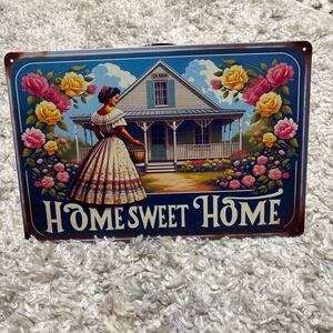 Home sweet Home classic vintage metal wall art 12x8" plaque